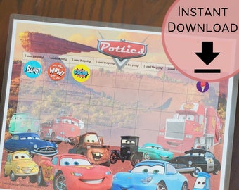 Cars Potty Training Chart | Lightning McQueen, Sally, Mater | Kids Potty Reward Chart | Instant Downloadable Print