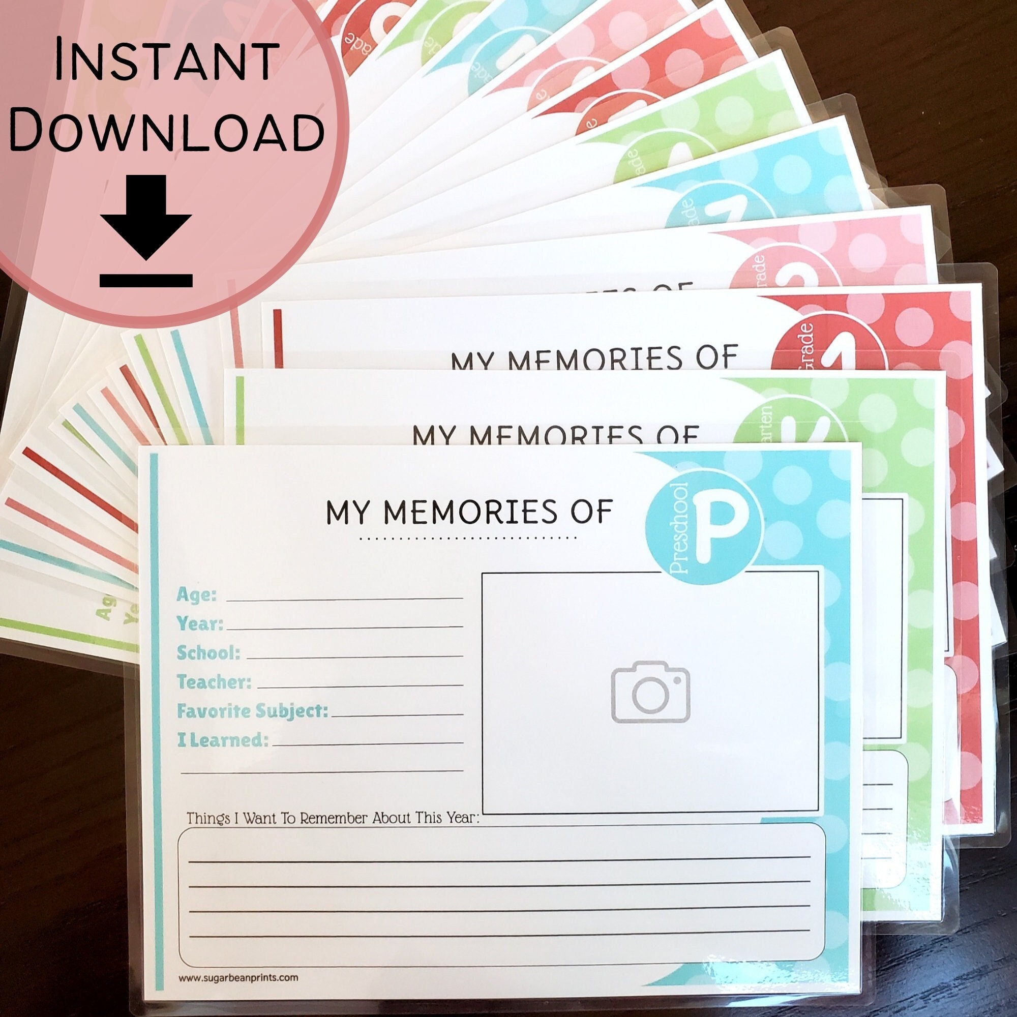 School Memories Printable | Kids School Work and Memory Organizer ...