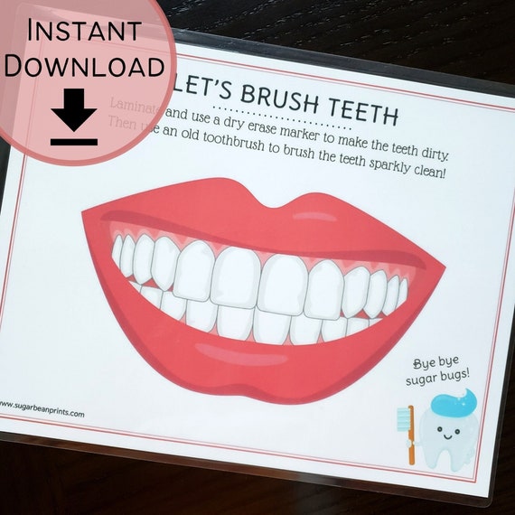 Let's Brush Teeth Printable Teeth Brushing Practice | Etsy Ireland