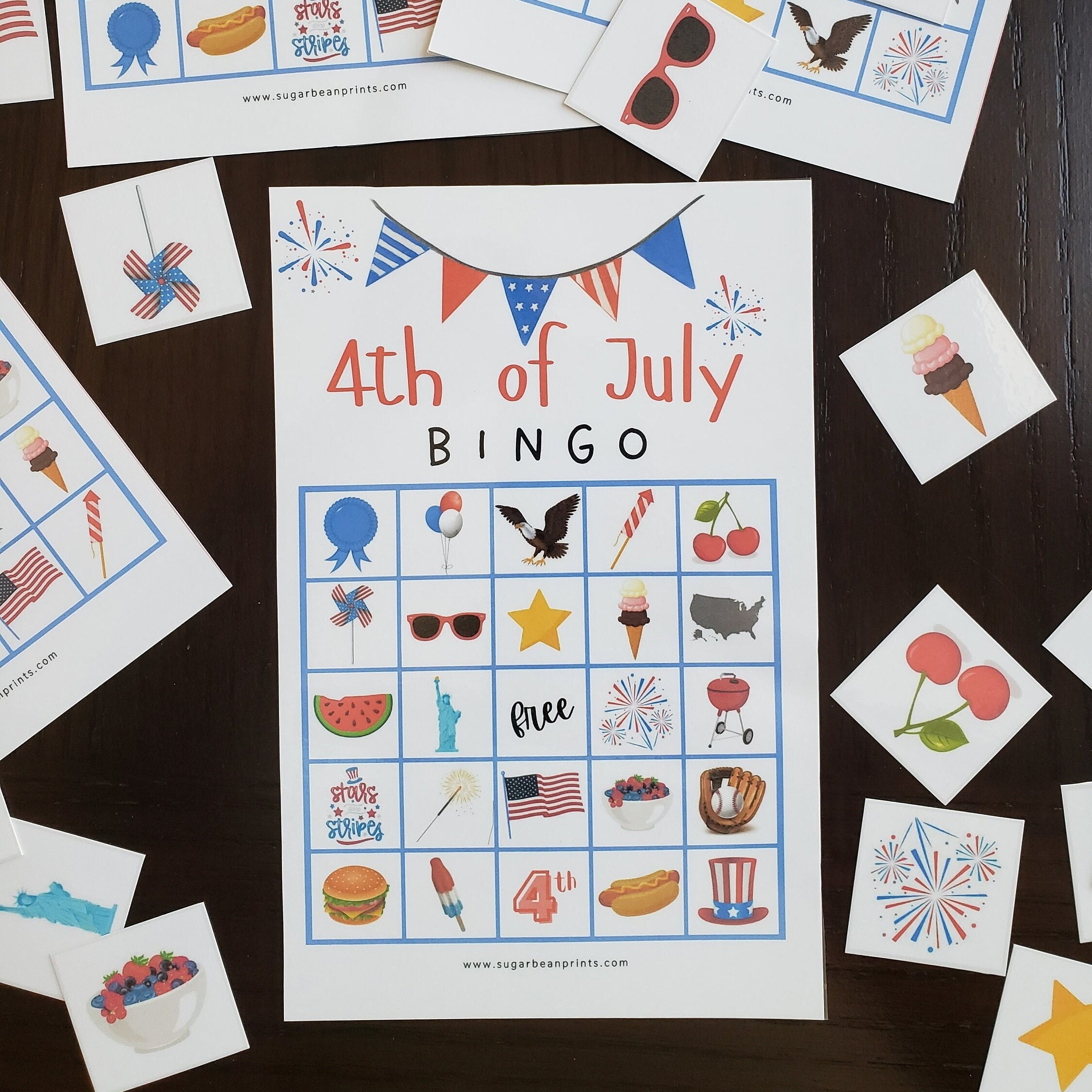 4th of July BINGO Cards Printable Independence Day Game Kids Bingo Activity - Etsy
