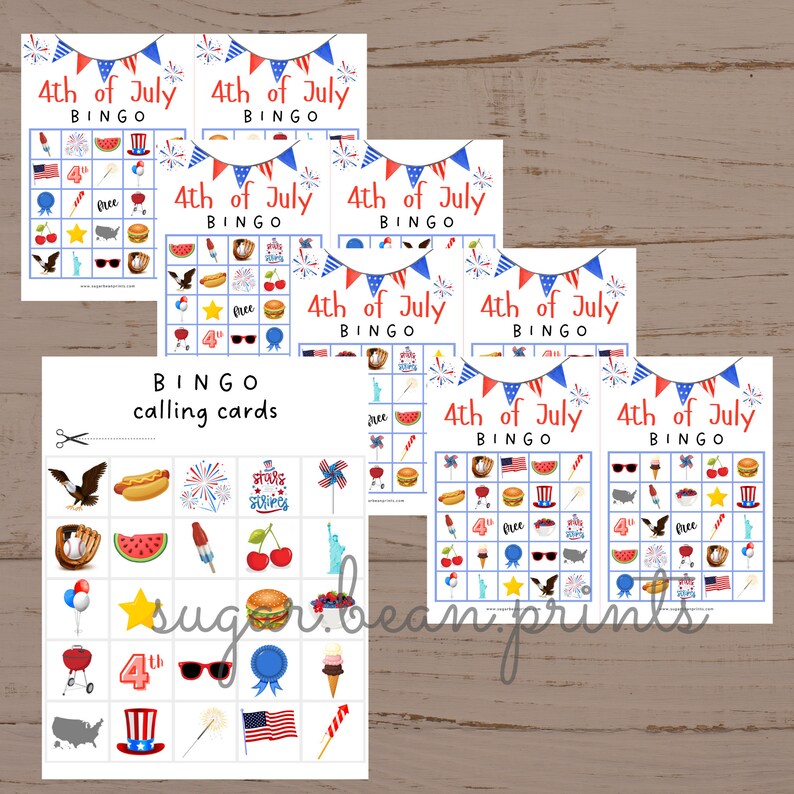 4th of July BINGO Cards Printable | Independence Day Game | Kids Bingo ...