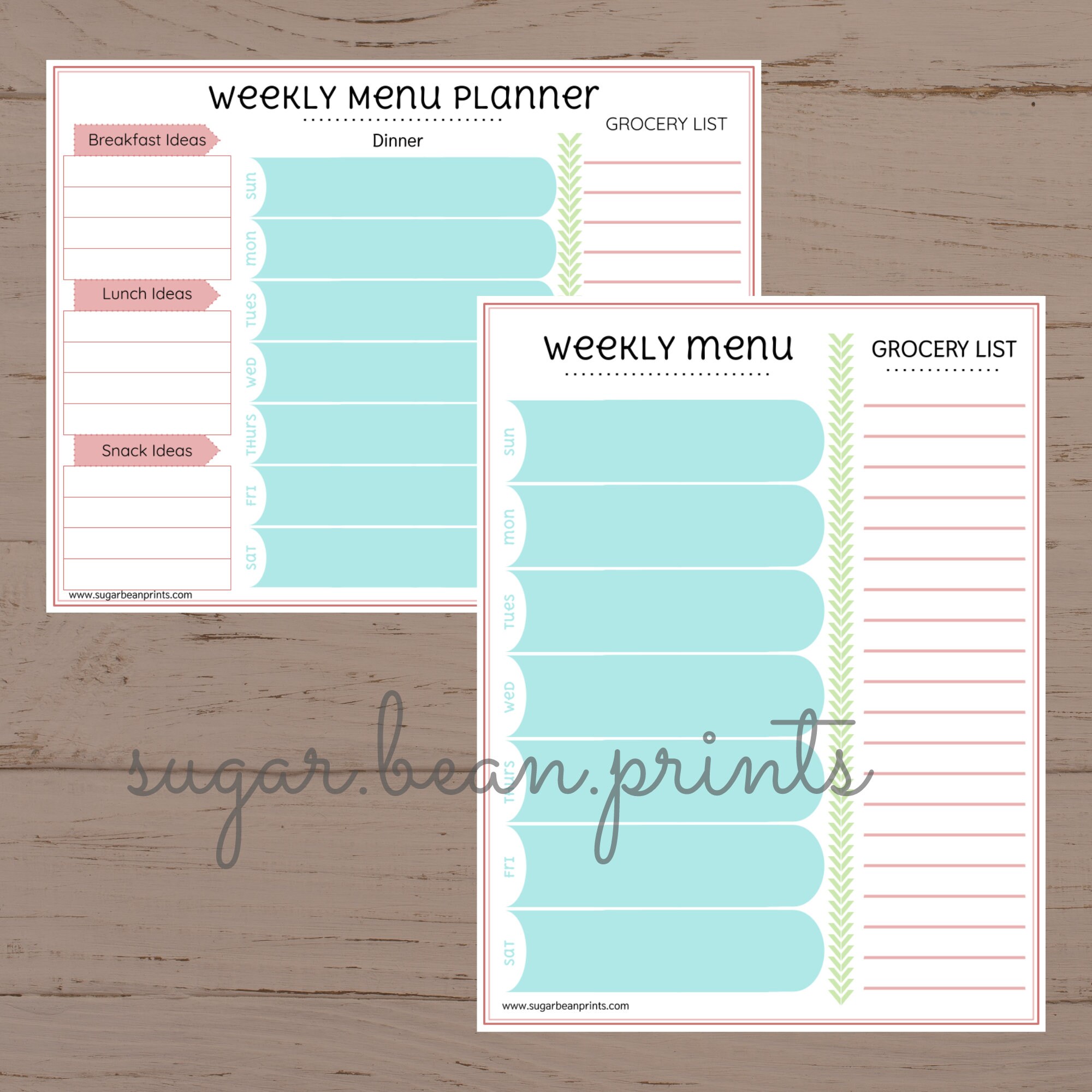 Weekly Meal Plan | Cute Menu Planner & Grocery Shopping List | Instant ...