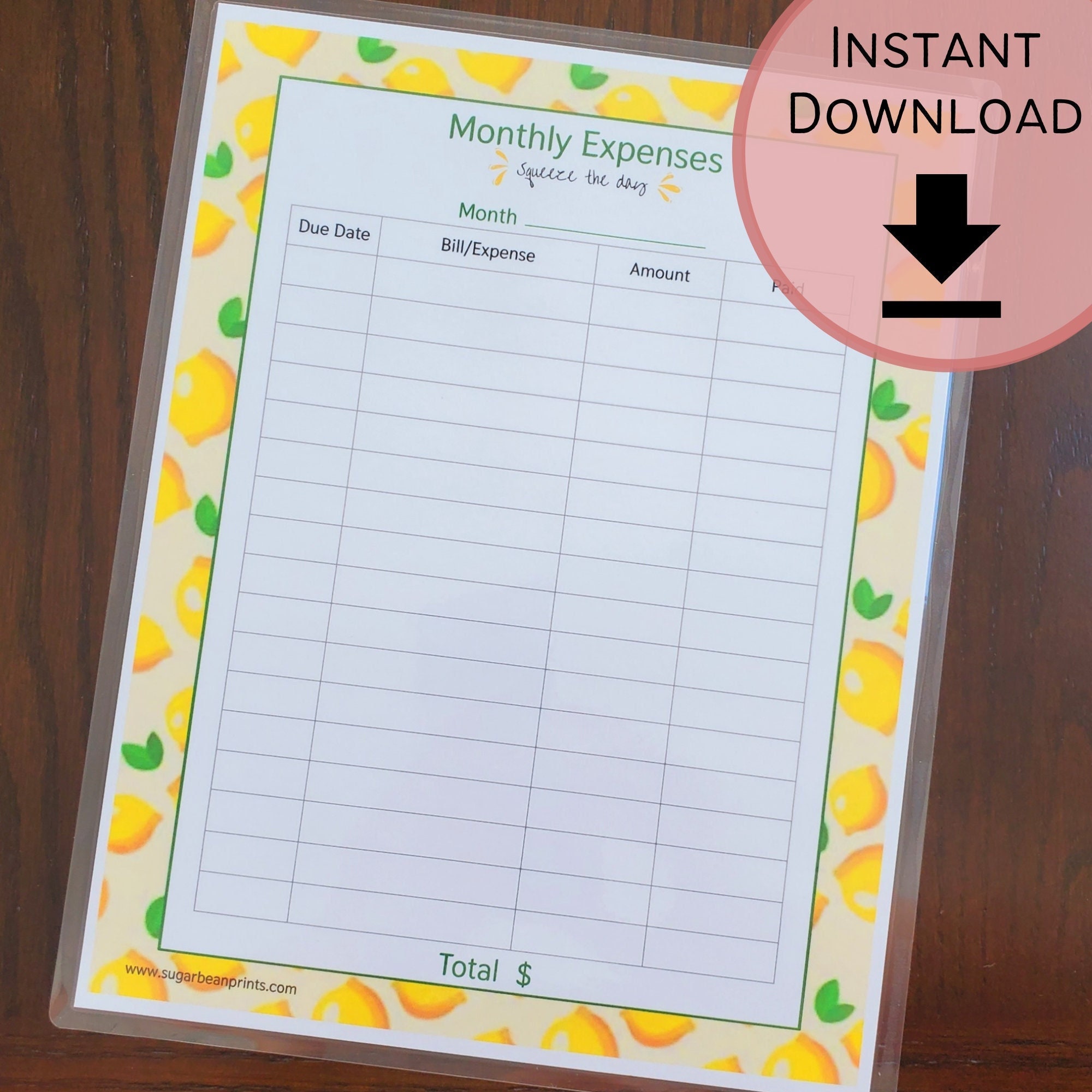 Monthly Expense Tracker Printable Lemon Monthly Budget Family Expense
