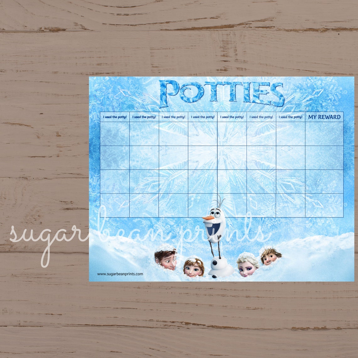 Frozen Potty Training Chart Printable | Anna Elsa Kristoff Sven Olaf ...