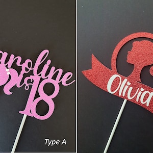 Personalisiert / Custom Pink Girl Cake Topper mit Namen