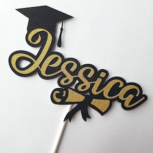 Gepersonaliseerde afstuderen glittertaarttopper