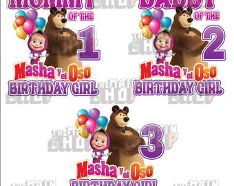 Masha PNG y el OSO birthday girl PNG file, Dtf, Sublimation, Dtg