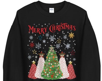 Merry Christmas Trees Sweatshirt, Soft Women Christmas Sweatshirt for Women Christmas Party Sweatshirt for Women Cute Xmas Gift women + Men