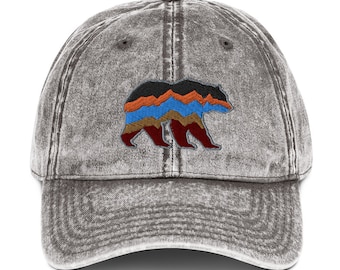 Embroidered Bear Hat, Bear Baseball Hat, Women's Baseball Hat, Fishing Cap, Hiking Hat National Park Dad Hat Embroidered Gift, Mom Dad Hats.