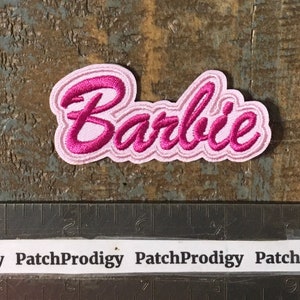 Vintage BARBIE Toy Doll Girl Movie Character Name Pink Logo Iron-On Patch