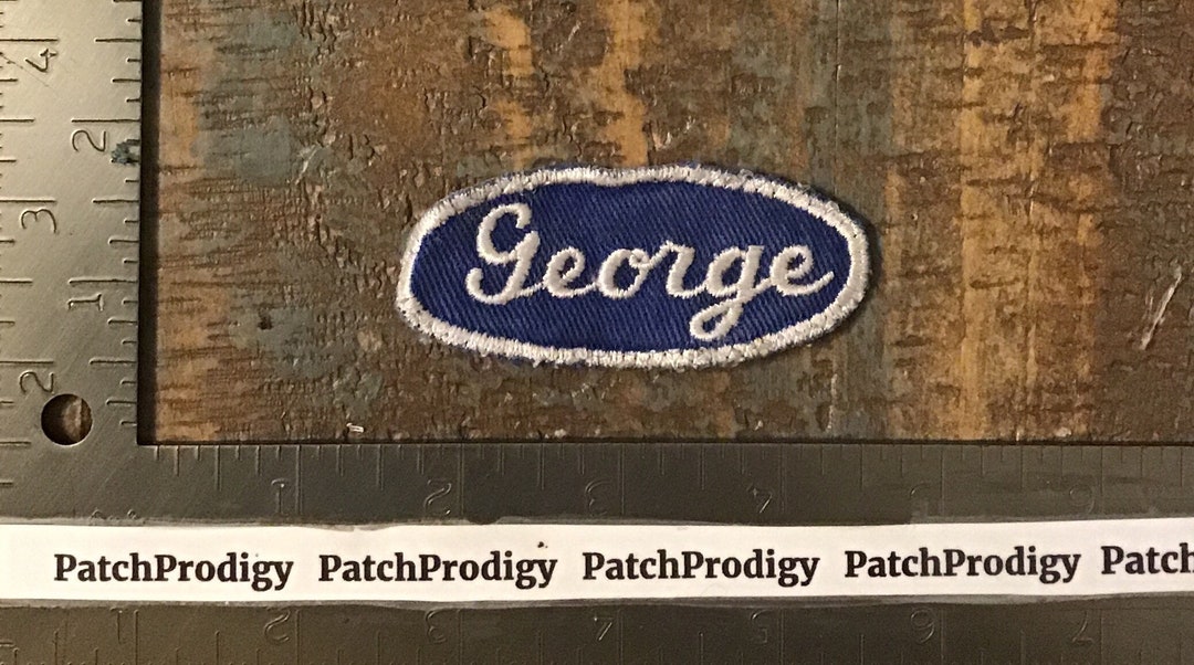 Vintage Name Tag Work Shirt Job Uniform Oval Sewon Patch Blue