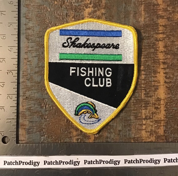 Vintage SHAKESPEARE FISHING CLUB Rods Reels Fish Equipment Company Logo  Sew-on Patch Twill 