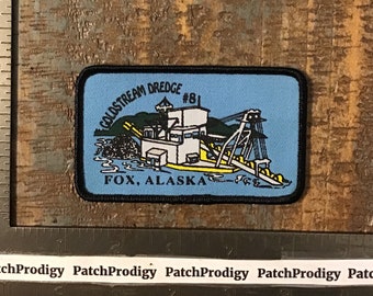 Vintage GOLDSTREAM DREDGE #81 Fox Alaska Gold Mining Travel Souvenir Sew-On Printed Patch AK