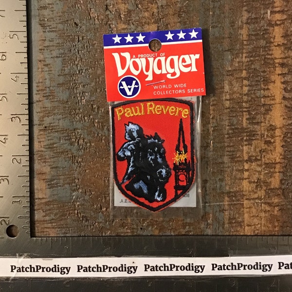 Vintage PAUL REVERE American Bicentennial Travel Souvenir Sew-On Patch Voyager 1976 Twill