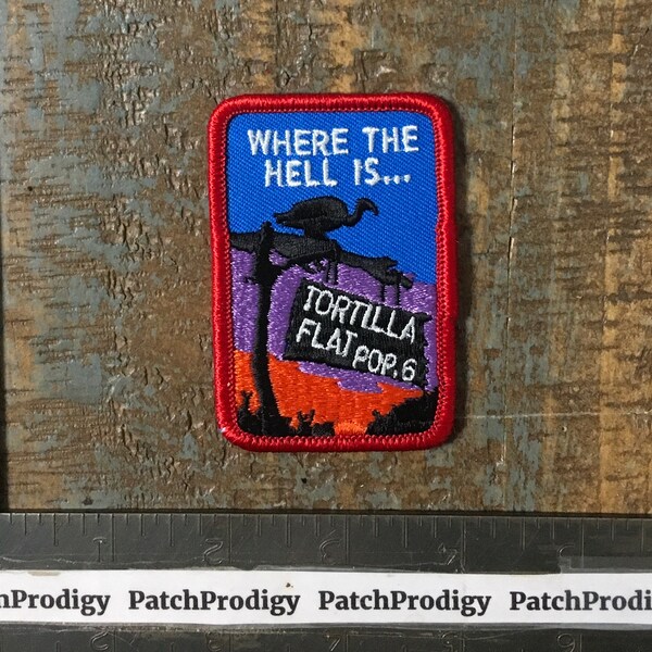 Vintage TORTILLA FLAT Arizona Buzzard Stagecoach Stop Apache Trail Travel Souvenir Iron-On Patch 1980’s AZ Twill