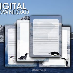 Antarctica| Gentoo Penguin| Adelie Penguin| Chinstrap Penguin| Letter Stationary| Cute Stationary| Lined Paper Printable| Blank Page Journal