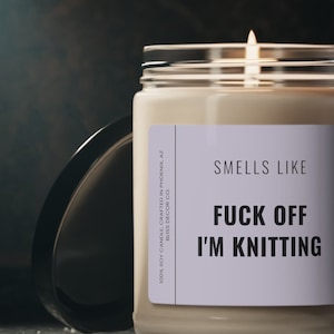 Cozy Knitting Candle Gift, Knitting Funny Gift, Let Me Knit in Peace, Funny Soy Candle for Knitting Lover, Knitting Group Gift ideas