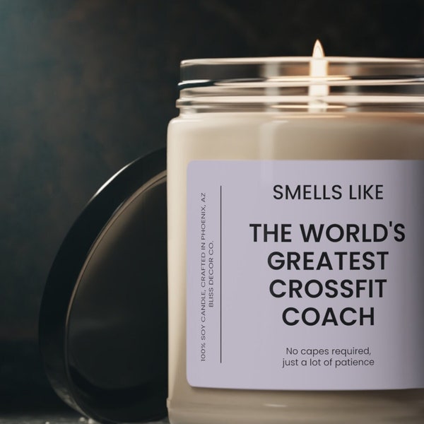 Crossfit Coach Gift, Smells like the World's Greatest Crossfit Coach Soy Wax Candle, Eco Friendly 9oz. Crossfit Candle Gift