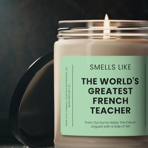 Smells Like World&#39;s Greatest French Teacher, School French Teacher Gift, French Teacher Merci, Great French Teacher