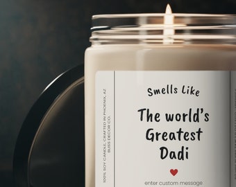 Smells Like The World's Greatest Dadi, Indian Grandpa Gift, Eco-Friendly Soy Candle for Dadi