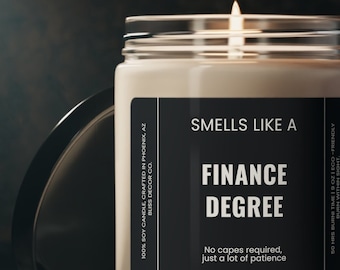 Finance Degree Gift, Finance Graduate, Finance Major Gift, Finance Graduation Gift, Finance Grad Present, Eco-Friendly Soy Wax Candle
