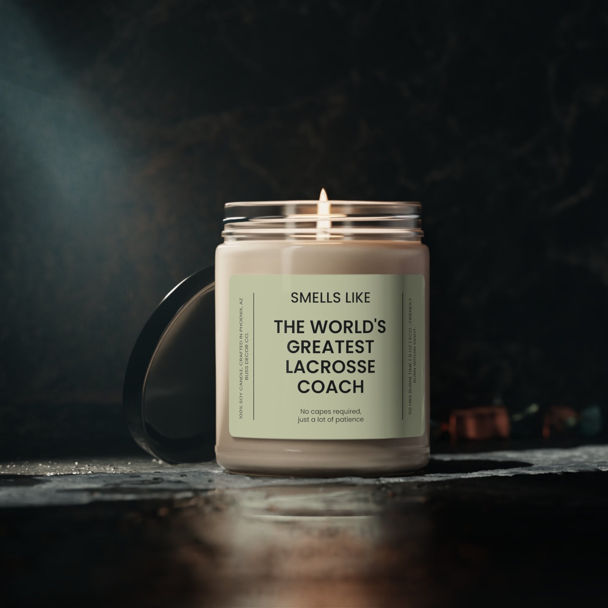 Lacrosse Coach Gift, Smells like the World's Greatest Lacrosse Coach Soy Wax Candle, Eco Friendly 9oz. Lacrosse Candle Gift