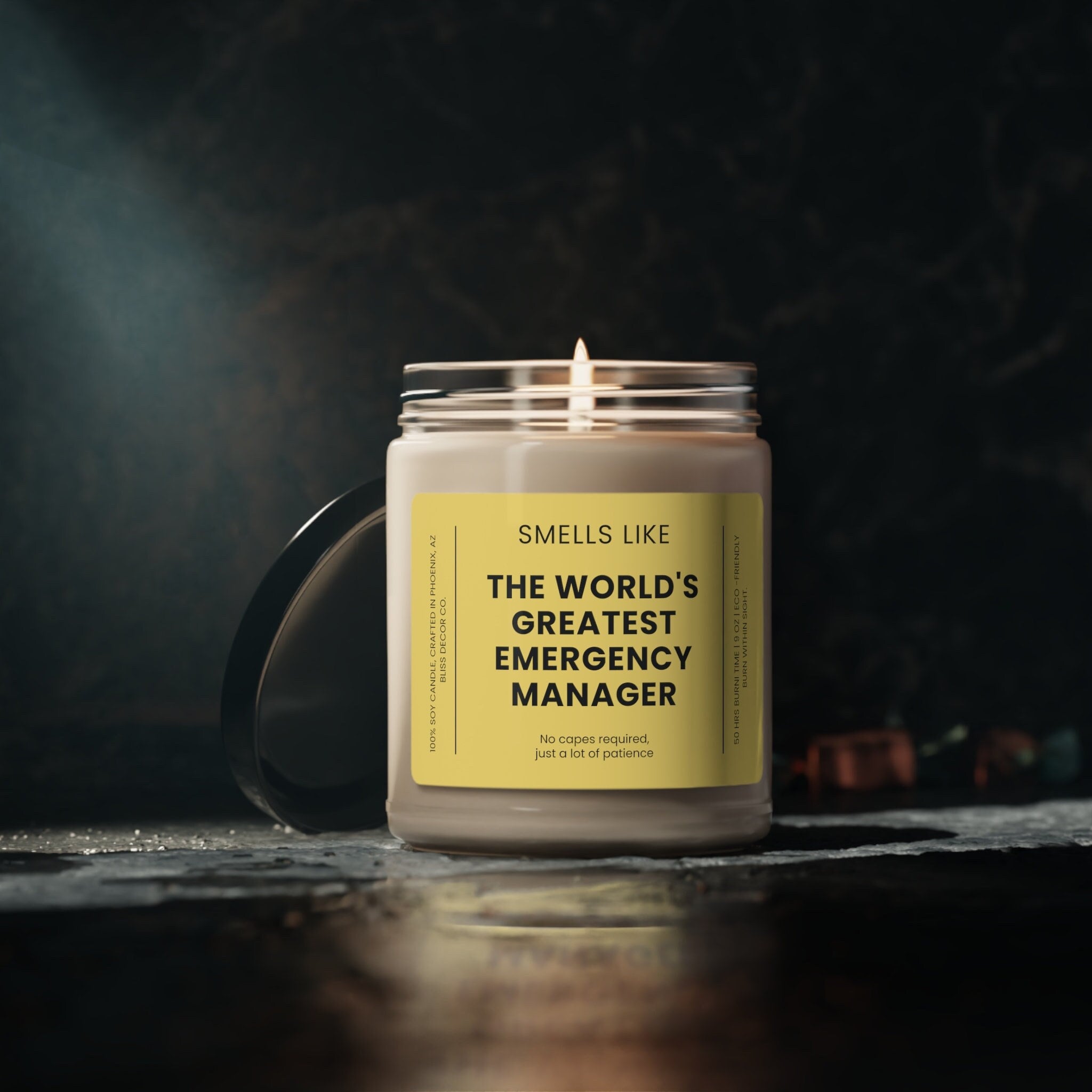 Smells Like World's Greatest Emergency Manager, Emergency Manager Gift, Emergency Management, Eco-Friendly Soy Candle 9oz
