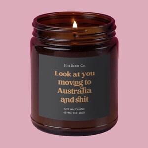 Kijk hoe je naar Australië verhuist | Milieuvriendelijke kaars | Cadeau voor vriend die naar Australië verhuist