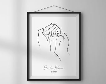 Personalized Baby Birth Announcement Print: Minimalist Nursery Decor