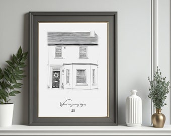 Personalized House Sketch Print: New Home Gift