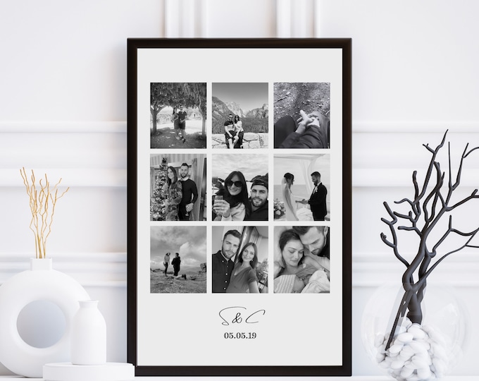 Personalised Photo Collage Print: Anniversary, Birthday, Wedding, gift for her, gift for him.