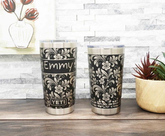 Personalized YETI® or Polar Camel Tumbler Laser Engraved With Hibiscus  Flower Wrap-around Design 