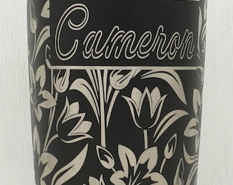 Laser Engraved YETI® or Polar Camel Tumbler with Rose Wrap-Around Desi