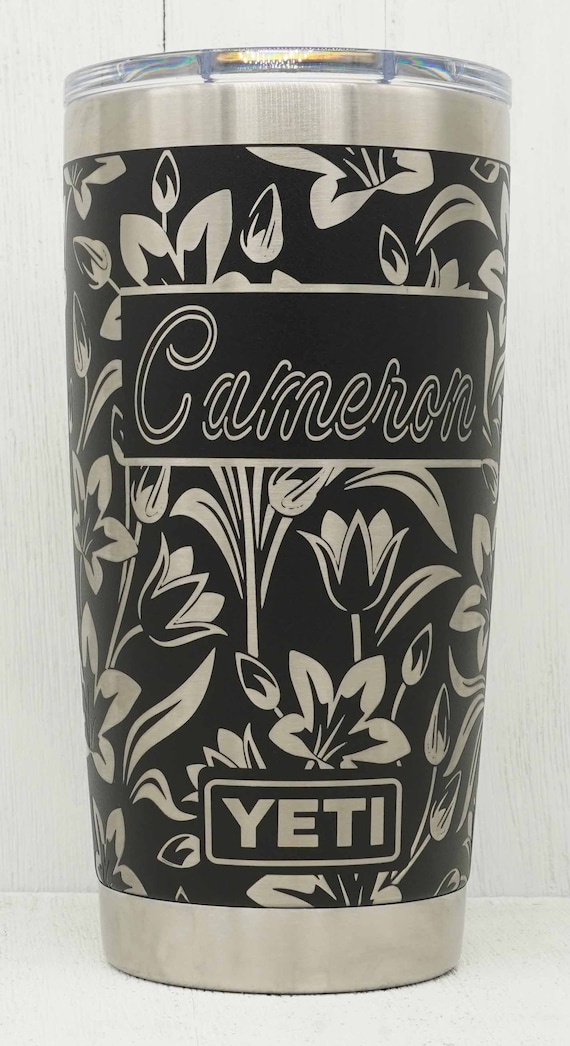 Laser Engraved YETI® or Polar Camel Tumbler with Lily Wrap-Around Desi