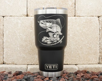 Personalized Trout Fishing YETI® or Polar Camel Laser Engraved Tumbler