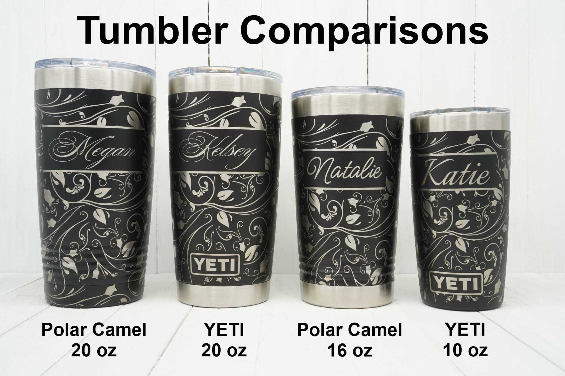 Laser Engraved YETI® or Polar Camel Tumbler with Swirl Wrap-Around Design