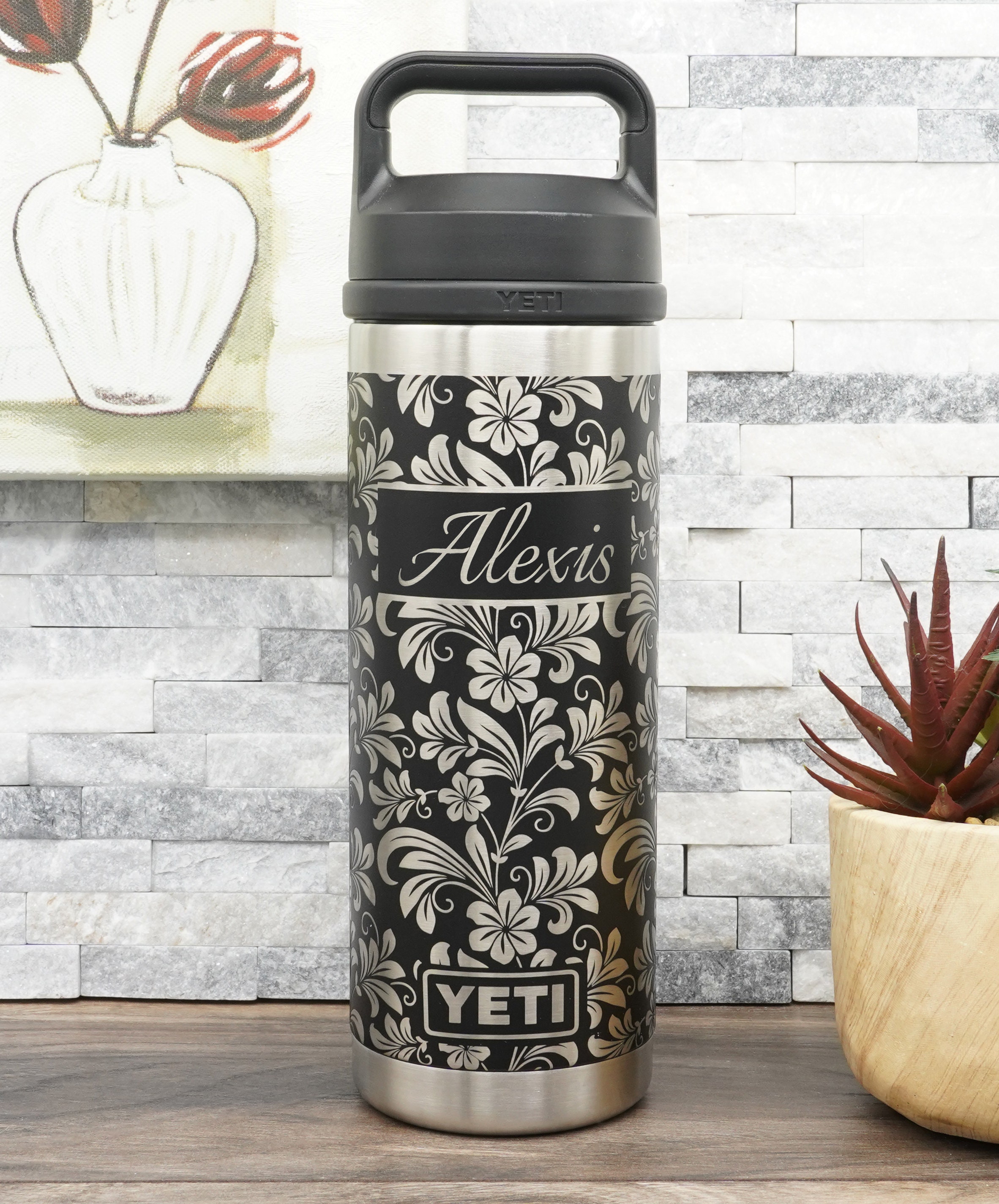 Laser Engraved YETI® or Polar Camel Water Bottle with Toolbox Diamond