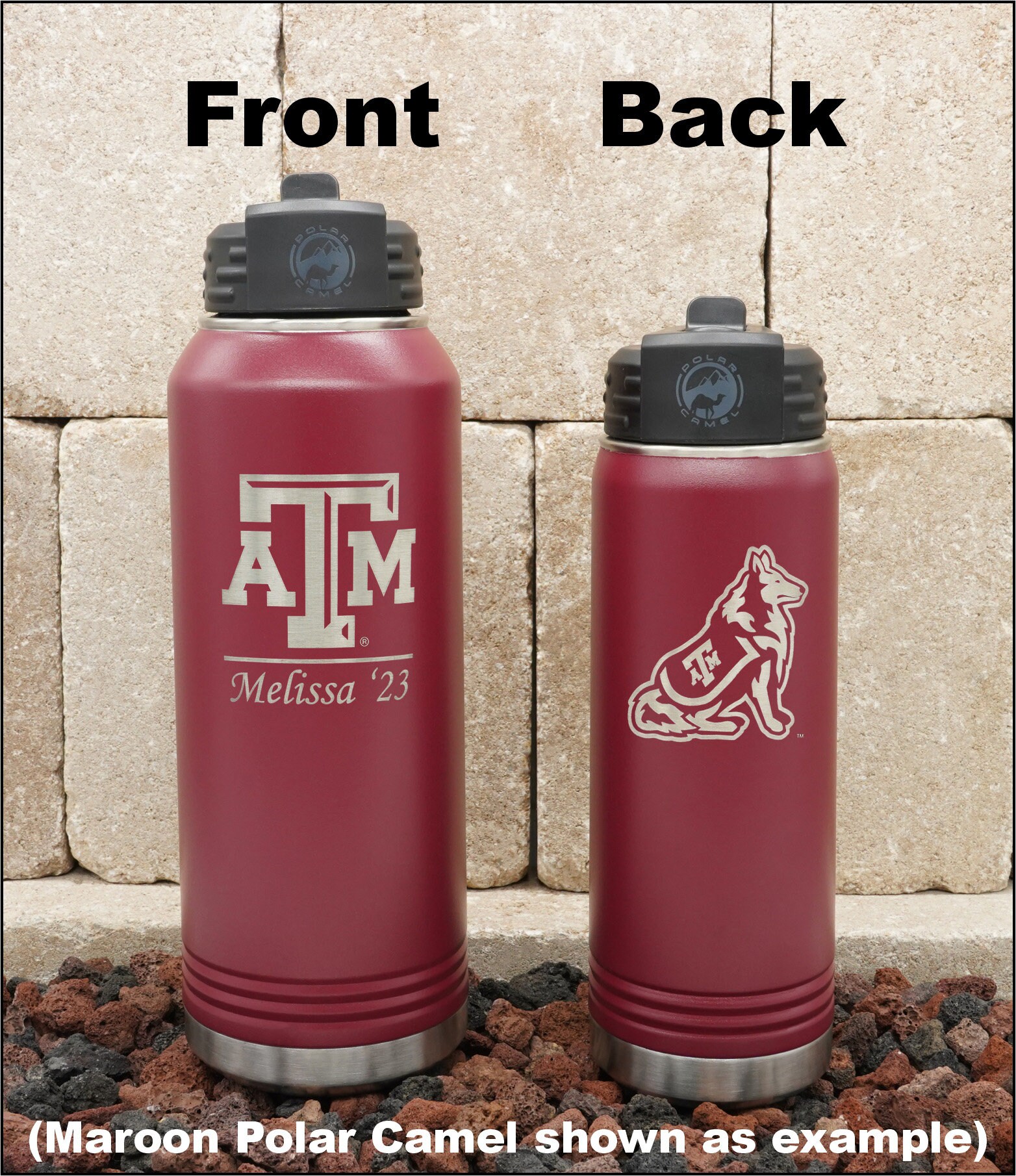 Texas A&M Block Logo Yeti Black & Silver Rambler Bottle Chug 26 Oz