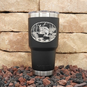 Personalized Fishing YETI® or Polar Camel Tumbler - Laser Engraved Angler Fishing Scene