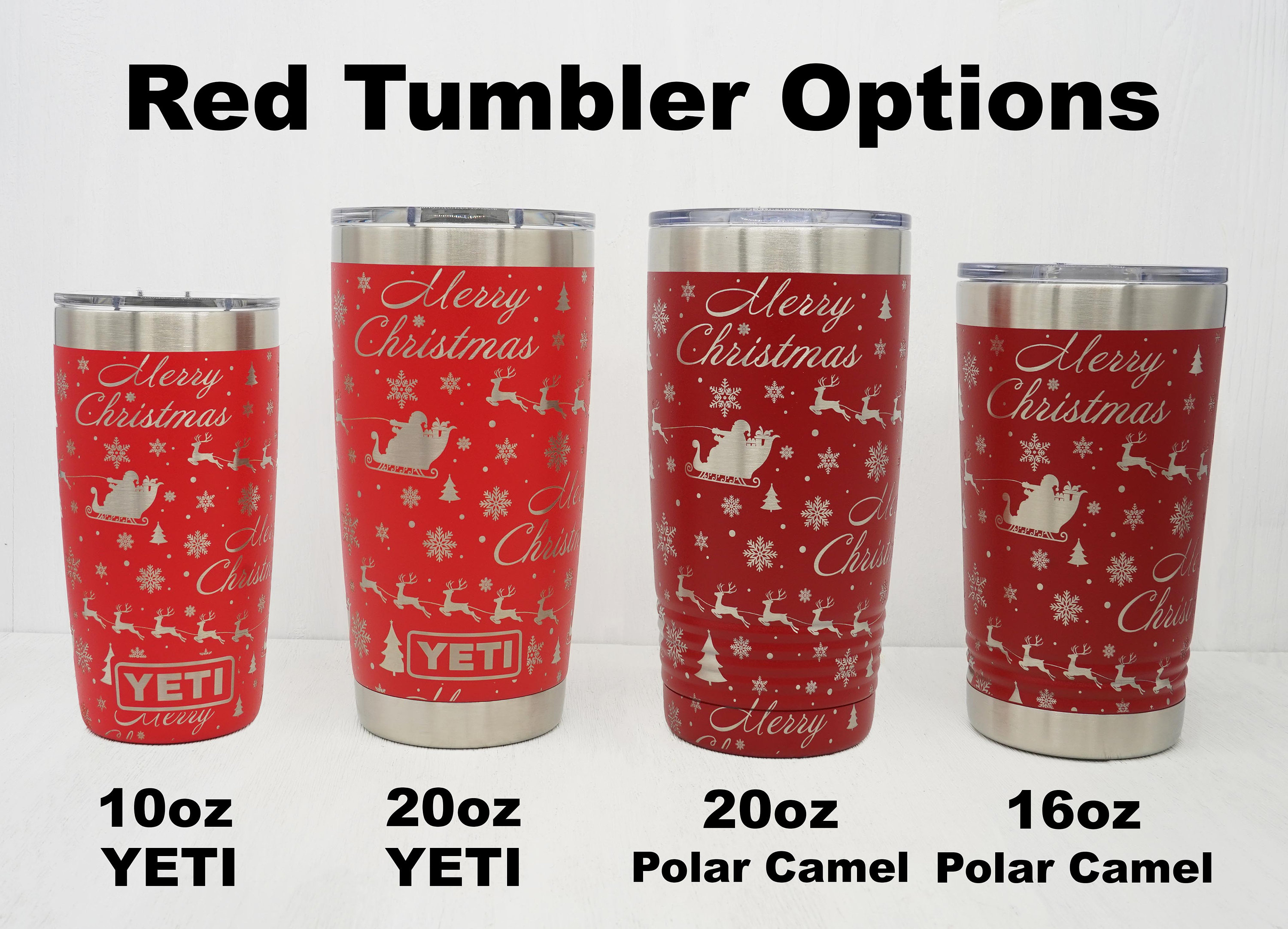 Laser Engraved YETI® or Polar Camel Tumbler - Merry Christmas Wrap-Around  Design