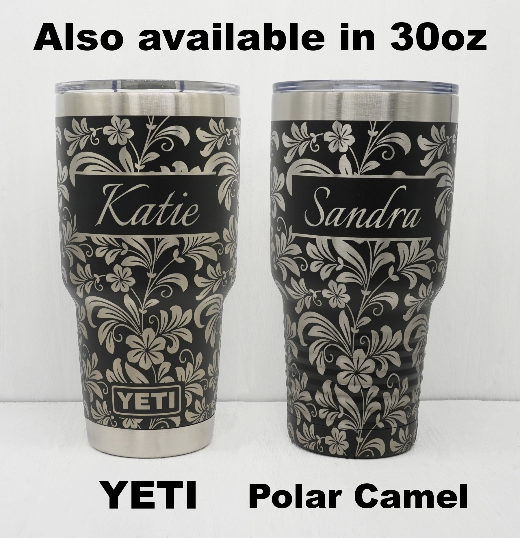 Personalized Engraved YETI® Coffee 14 Ounce or Polar Camel 15 Ounce Coffee  Cup Mug Split Monogram Initials Name SM1 