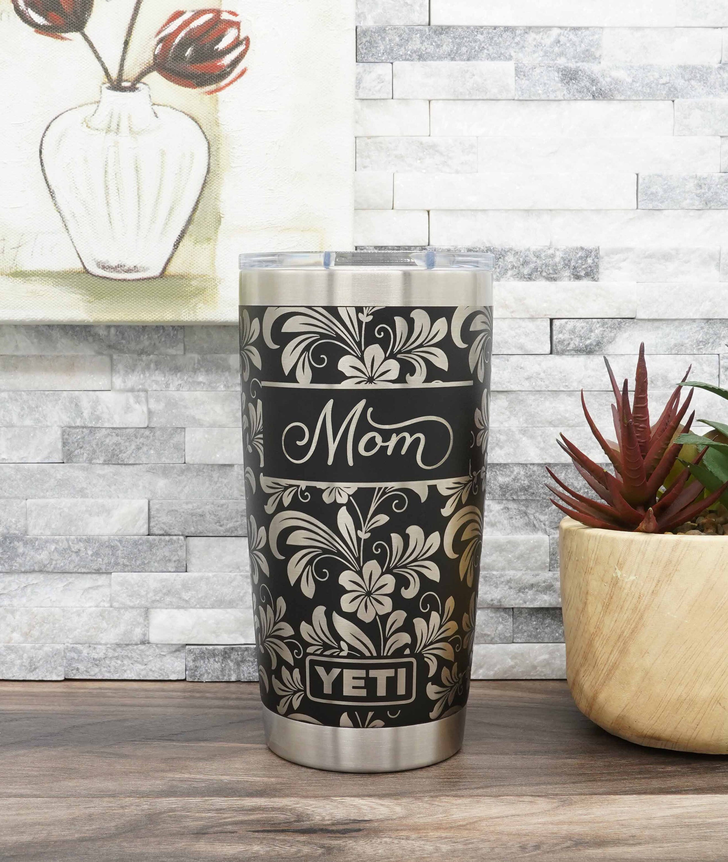 Gift for Mom - Hibiscus Flower Design - Custom Engraved YETI® or