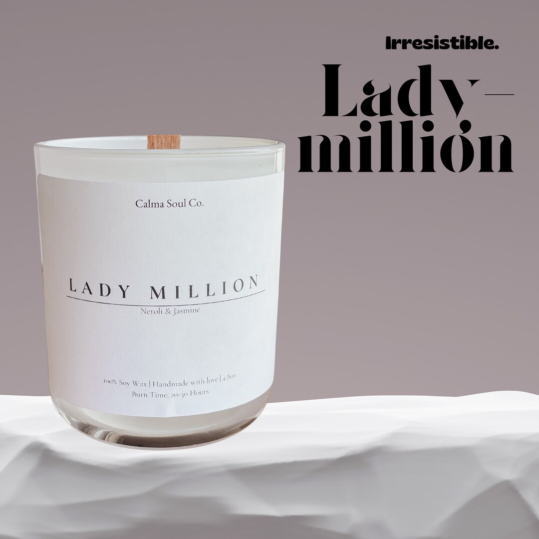 Lady Million Triplescented Soy Candle Dazzling Floral Elegance, Clear