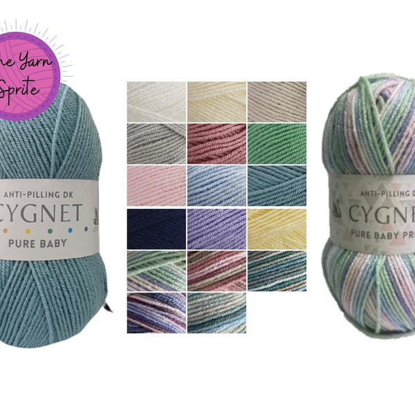 Cygnet Pure Baby & Pure baby Prints DK 100g Yarn/Wool for Knitting /Crochet - Anti-pilling