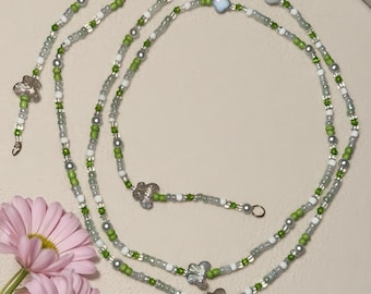 Cadena para la cintura hecha a mano con cuentas y dijes de mariposa – Ajuste personalizado, para uso diario