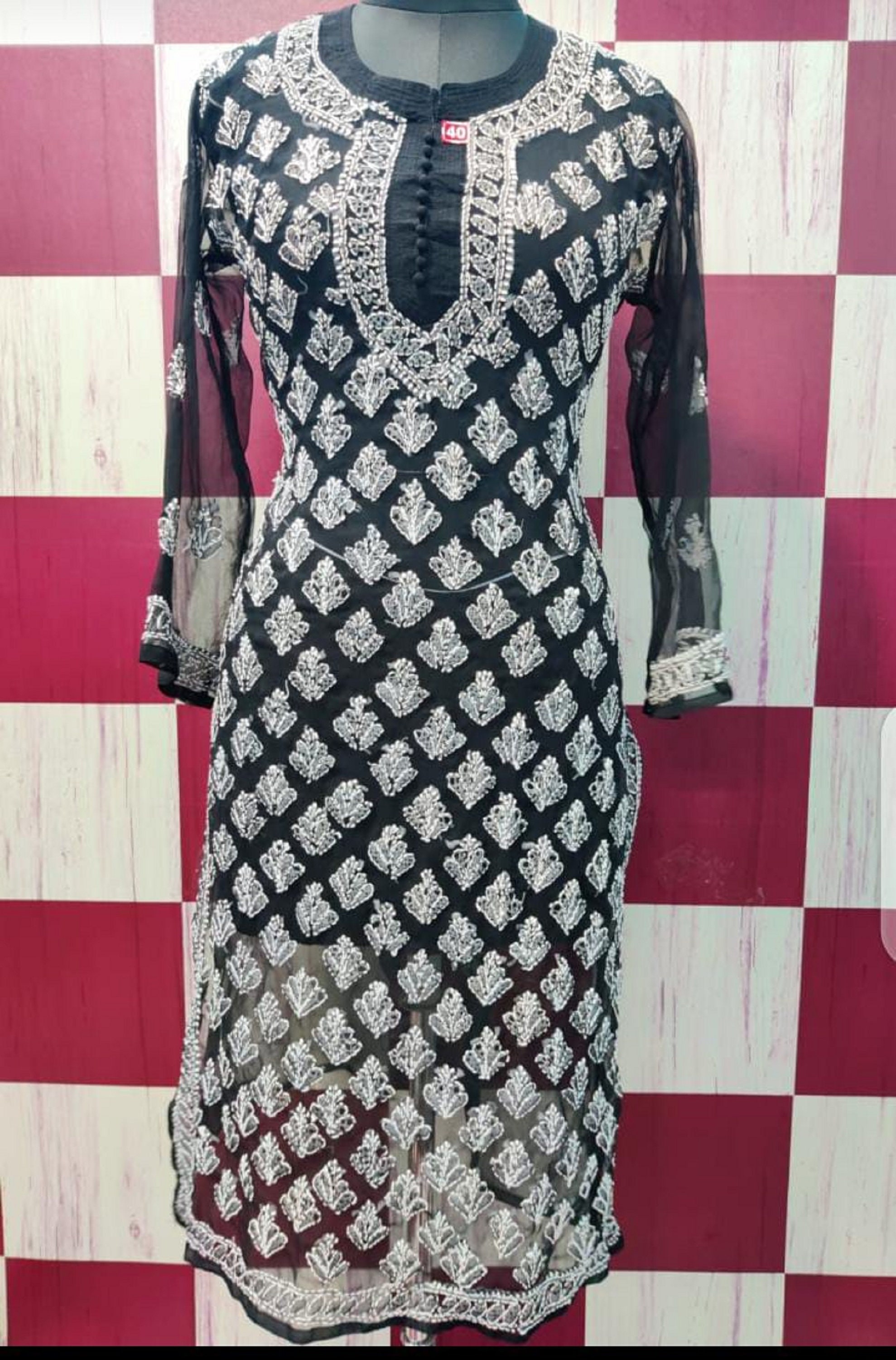 White Mirror Work Georgette Ladies Kurti Sharara Set at Rs 6500/set |  Sharara Suit in Rampur | ID: 2852889017212