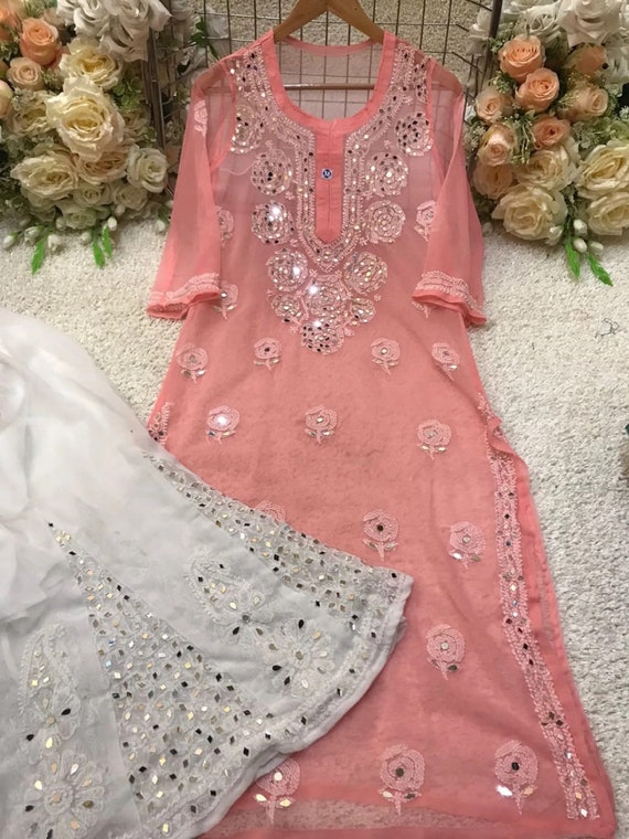 White lakhnavi deals palazzo