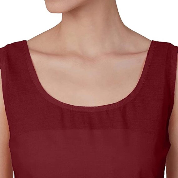 Women Inner Slip Camisole for Transparent Dress ,short Top, Women Kurti, Cotton  Slip ,cotton Camisole Maroon Colour -  Canada