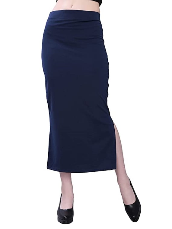 Women's Lycra Full Elastic Saree Shapewear Petticoat,saree Lingerie Elastic Petticoat  Stretchable Slim Fit Saree Shapewear Navy Blue -  Canada
