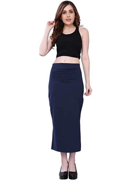 Women's Lycra Full Elastic Saree Shapewear Petticoat,saree Lingerie Elastic  Petticoat Stretchable Slim Fit Saree Shapewear Navy Blue -  Canada